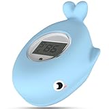 BabyElf Badethermometer für Neugeborene, Raum- und Badethermometer, schnelle und genaue Wasserablesung mit lautlosem Alarm, digitales schwimmendes Badewannenthermometer