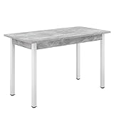 [en.casa] Esstisch 120x60 cm Küchentisch Esszimmertisch MDF Stahl Betonoptik/Weiß