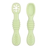 Vicloon Baby Lernlöffel Silikon, 2 Stück Starter Breilöffel Set , BPA Frei,Fütterlöffel und Zahnungshilfe für Baby & Kleinkind Säugling Kinder ab 4 Monate - Hellgrün