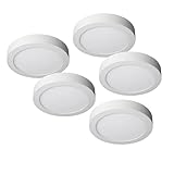 JANDEI - Packung mit 5 Stück, LED Downlight, Deckenleuchten, 18W Rund Anbauleuchte (entspricht 140W), Aluminium Mattweiß Ring (Neutralweiß 4200K, 5 Einheiten)