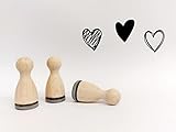 Ministempelset Herzen gezeichnet | 3 Stempel mit 12mm Durchmesser | Holzstempel Valentinstag/Hochzeit