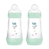 MAM Easy Start Anti-Colic Babyflasche | für Neugeborene | 94% Akzeptanz | von Hebammen & Müttern empfohlen | 80% weniger Koliken | stillfreundlich | Sauger Gr. 2 | 260ml | 2+ Mon | blau | 2 Stück