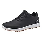 SDEQA Golfschuhe Frauen Steckeless Outdoor wasserdichte Trainer Atmungsaktiven Anti-Skid-Großer Größe,Schwarz,43 EU