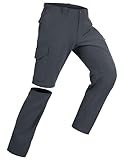 33,000ft Wanderhose Herren Zip Off Trekkinghose, Atmungsaktiv Abnehmbar Stretch Outdoorhose mit 6 Taschen，Sommer Funktionshose Schnell Trockend Leichte Kurze Hose für Wandern Fahrrad Grau