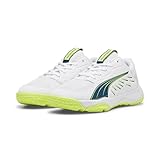 PUMA Accelerate Jr Handball Shoe, White-Ocean Tropic-Lime Squeeze, 38.5 EU