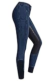 RIDERS CHOICE Damen Jeansreithose mit Silikonvollbesatz und Handytasche - RidersDeal Collection für Reiter, Gr. 36