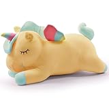 ADNOX Einhorn Plüschtier Kuscheltier Kuscheltier Regenbogen Flügel Kawaii Plüsch Spielzeug Kinder Plüschtier Weiß (30CM/11.8Inch, Gelb)