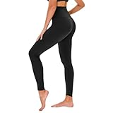 TNNZEET High Waist Leggings Damen Elastische Leggins Weiche Sporthose für Sport Gym,Schwarz,S-M