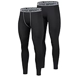 AMZSPORT 2er Pack Herren Kompressionshose, Lange Atmungsaktive Laufhose, Sport Leggings Tights für Training, Fitness, Radfahren, Basketball und Gym Klassisches schwarz XL