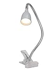 Brilliant Anthony energiesparende LED Klemmleuchte in titan G92936/11 | Mit Schnurzwischenschalter | Ideal als Tischlampe oder Leselampe für das Büro | Platzsparend dank Klemmfunktion | mit Flexarm