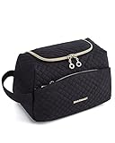 BAGSMART Kulturtasche Damen, Elegante Geräumige Make-up, Damen Kulturbeutel Kosmetiktasche Reise, Reisetasche für Kulturzubehör, Schwarz