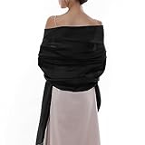 RIIQIICHY Stola Damen Festlich Fur Abendkleid Schultertuch Sommer Chiffon Schwarz Schals Tücher Pashmina Stola Hochzeit