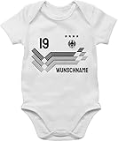 Baby Body Junge Mädchen - 2024 Fussball EM Fanartikel - Trikot mit anpassbarem Namen und Trikotnumme - 3/6 Monate - Weiß - strampler wm 24 babybody fußball fußball. kinder personalisierte bodys