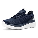 FitVille Slip On Sneakers Herren Walkingschuhe Extra Weit Sportschuhe Leichte Laufschuhe Atmungsaktive Jogging Fitness Outdoor Gym Schlüpfen Schuhe,Navy blau,43 EU,Weit