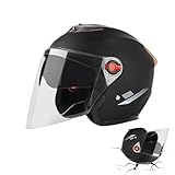 BommFu 3/4 Motorradhelme | Motorradhelm Mit Schutzbrille | Jethelm Roller-Helm Scooter-Helm Moped Mofa-Helm Chopper Vintage - Um Die Kopfsicherheit Wirksam Zu Schützen