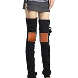 Beheizbare Socken Damen,Heizsocken, 1 Paar Thermosocken USB beheizte Hausschuhe, Beheizte Overknee-Socken zum Wandern, Camping, Skifahren, Angeln, Motorradfahren, Outdoor