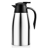 Uootach Thermokanne Isolerkanne 2 Liter, 304 Edelstahl Isolierte Isolierkanne, 24 Stunden Wärmedämmung, für Wasserkocher, Teekannen und Kaffeemaschinen zum Warmhalten von Getränken (Silber)