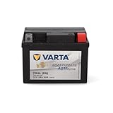 VARTA Motorradbatterie 3 Ah / 50 A Powersports Active AGM - lange Lebensdauer, vorgeladen, wartungsfrei, geeignet für Motorräder, Motorroller, Quads, Jetskis und Schneemobile, schwarz