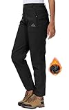 YSENTO Damen Softshellhose Winter Wanderhose Skihose wasserdichte Warm Gefüttert Thermohose Outdoorhose Trekkinghose(Schwarz,L)