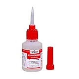 TOP2GLUE Sekundenkleber dünnflüssig 50g Industriequalität für Handwerk Haushalt Hobby Modellbau Kleber stark von Langlauf Schuhbedarf® (1 Flasche)