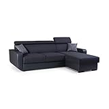 Ecksofa mit Schlaffunktion Eckcouch mit Bettkasten Sofa Couch Wohnlandschaft L-Form Polsterecke Pedro (Schwarz, Ecksofa Rechts)