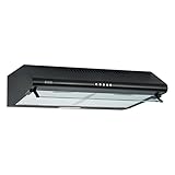 NEG Dunstabzugshaube NEG15-ATRB (schwarz) Edelstahl-Unterbau-Haube (Abluft/Umluft) und LED-Beleuchtung (60cm) Unterschrank- oder Wandanschluss