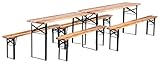 Stagecaptain 2er Set Hirschgarten Bierzeltgarnitur 177 cm Länge (2 x Tisch, 4 x Bank, Holz, klappbar) Natur