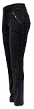 Sockenhimmel leichte Winterhose Damen gefüttert mit Polarfleece Stoffhose mit Gummibund Karo-Hose (Grau, 40-42)