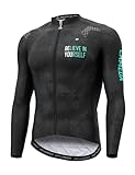 LAMEDA Radtrikot Herren Damen Langarm Funktionsshirt Atmungsaktiv Schnell Trocknen Elastische T-Shirt Fahrradtrikot für Radsport Fitness Outdoor Sport Schwarz XL