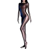 RUIBAVYA Damen Bodystocking UltradüNner Sexy Full Body Stockings Mit Kapuze GläNzende öL GanzköRper Strumpfhose Bodysuit Plus Size