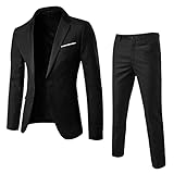 Mymyguoe Anzug Herren Slim Fit 2 Teiler Anzugjacke Anzughose Zweiteiler Elegant Komplett Sakkos Set Business Sakko Blazer Anzug Set Büro Outfit Groomsmen Modern Jacket Set Smokings