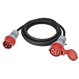 CEE Verlängerungskabel 5m Starkstromkabel H07RN-F 5G 2,5mm² 400V 16A, 5-polig CEE-Verlängerung mit Phasenwendestecker, IP44 Starkstrom-Verlängerung für Baustelle, Industrie, Außenbereich