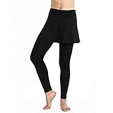 Sport-Leggings, Rock, einfarbig, elegant, mit Rock, athletische Leggings 2024, Yogahose, weich und schmal, Trainingshose, Tennisrock mit Leggings, Kompressions-Laufhose, legere Hose, Schwarz , L