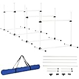 PawHut Agility Hürdenset Slalom Stangen Hunde Training Set 4 x Hürden, Kunststoff, Weiß, 95x65x95cm