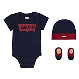 Levi's Kids Classic batwing infant hat bodysuit bootie set 3pc Baby Jungen Pastel Turquoise 0-6 Monate