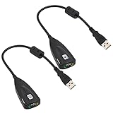 Gbloodst Externer 3D-Audio-Adapter, 7.1-Kanal-USB-Soundkarte, 3,5-mm-Audio-Splitter für PC, Desktop, Laptop, 2 Stück