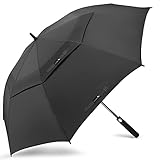 ZOMAKE Regenschirm Sturmfest Groß,XL Golf Umbrella Stockschirm mit Auf-Zu-Automatik für Herren Damen - Travel Schirm mit Tragegurt, (Schwarz)