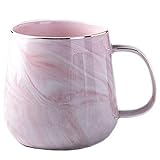 YDoLimmer Porzellan Kaffeetasse Keramiktasse Marmor Teetasse Espressotassen 320ml Kakaobecher Kaffeebecher Geschenk für Geburtstag Weihnachten Hochzeit Valentinstag Jubiläum (Rosa)