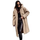 Teddy Jacken f�r Damen Felljacke Kuscheljacke Flauschig Pl�schjacke Fleecejacke mit Kapuze Lang Wintermantel Winterjacke Herbst Winter Warm Elegant Mantel Teddyfleece Jacke Teddyjacke Aprikose L