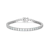 MORGAN & PAIGE . Tennisarmband für Damen, 925er Sterlingsilber, echter natürlicher oder künstlicher 4 mm Edelstein, Rundschliff, 18,4 cm, 7.5, Sterling-Silber, Kein Edelstein