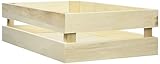 Rayher 62727000 Holzkiste Latten-Optik, 30,5 x 16,7 x 7,6 cm, Holz FSC zertifiziert, plus 2 Wandhaken, Pappelholz glatt geschliffen, Lattenkiste zum bemalen, Natur