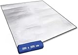 Aehma Alu Isomatte Schaummatten 200x200 cm Isoliermatte Isolierdecke Faltbare Zeltmatte Bodenmatte Thermomatte Schlafmatte für Camping Matte aus Aluminiumfolie, Ultraleicht Silber