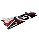 Beercup Bierpong Matte, Beer Pong Set für Erwachsene Partyspiele, Beerpong Tisch-Matte, Tischmatte für Beer Pong Spiel mit 70 Red Cups-Bierpong Becher-Set, Bierpong-Tischmatte mit Leichter Reiniung