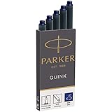 Parker Tintenpatronen für Füller | lange Patronen | blaue QUINK Tinte | 5 Stück