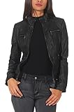 Malito Damen Jacke - figurbetonte Kunstleder Jacke mit Zipper - lässige Bikerjacke - Kurze Freizeitjacke mit Reißverschluß 5179 (XXL, schwarz)