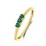 Lucardi - Damen Ring, 585 Gelbgold, Smaragd - Ring - 585 Gold - Gelbgold - 18.50/58 mm - Nickelfrei