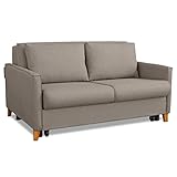 EVERGREENWEB - 2-Sitzer-Schlafsofa mit Matratze 140 x 190, Wohnzimmersofa mit Holzpfoten modern und 2 Kissen, Taupe | Malion (Taupe)