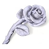 Rose mit Stiel Rosenblüte auch Grabdekoration Grabschmuck wetterfest 13,5 cm grau