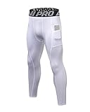 LNJLVI Kompressionshosen Herren Workout Sport-Leggings Atmungsaktiv Fitness Strumpfhosen Lange Running-Hosen(Weiß,M)