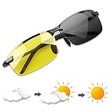 YIMI Herren Photochromatisch Sportbrille Polarisiert Rechteckig Sonnenbrille Al-Mg Metallrahmen Fahrer Anti Reflexbeschichtung 100% UVA UVB Schutz für Golf Angeln Autofahren